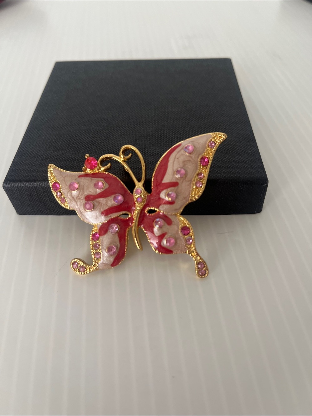 Vintage Gold-tone Enamel Butterfly Brooch